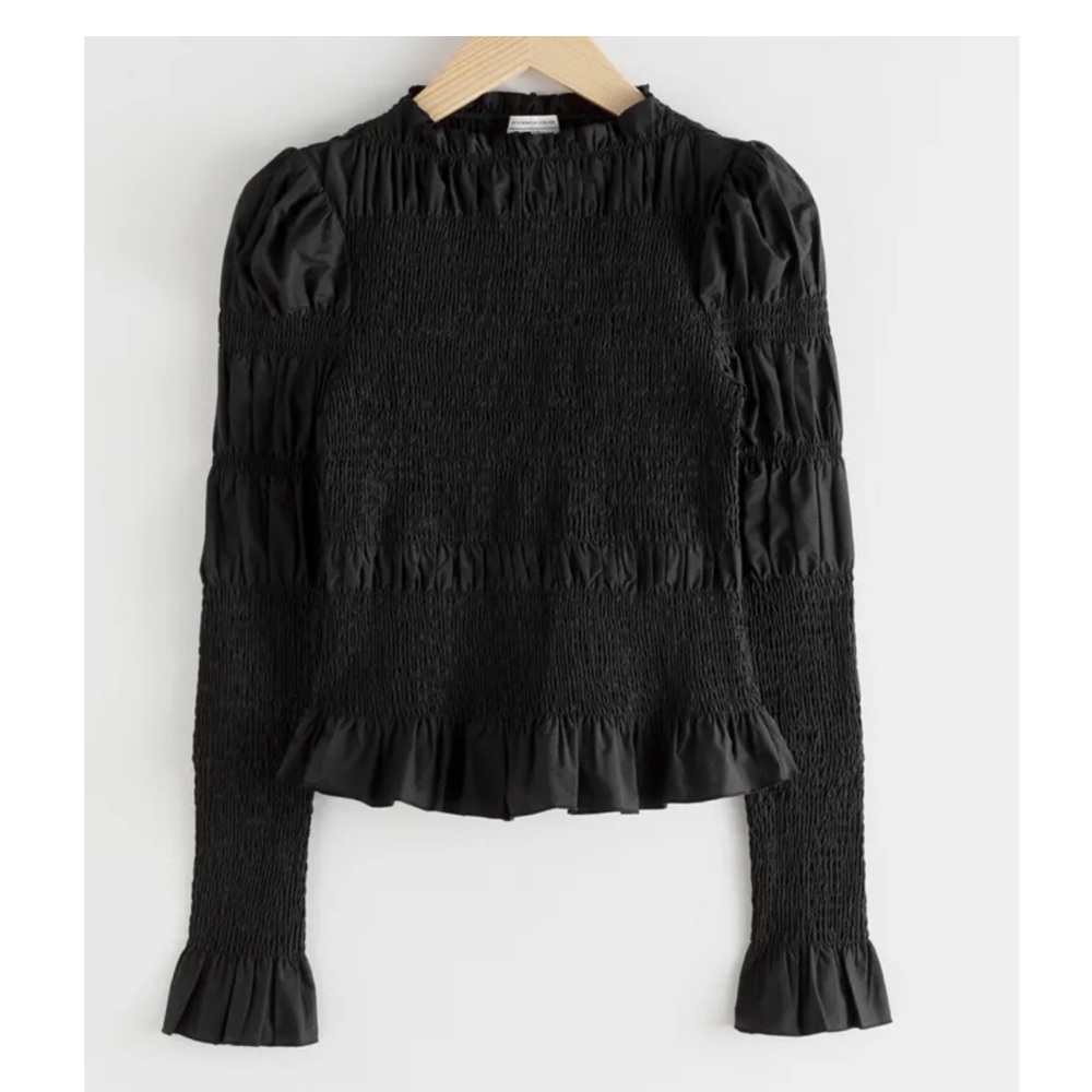 & Other Stories Fitted Smock Panel Blouse — Emerald Green